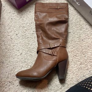 Knee high cognac boots